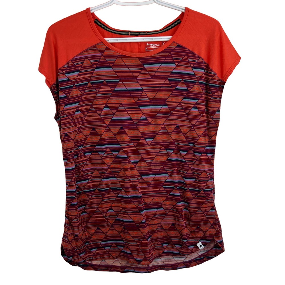 Smartwool Red and Blue Geometric Short Sleeve Tee